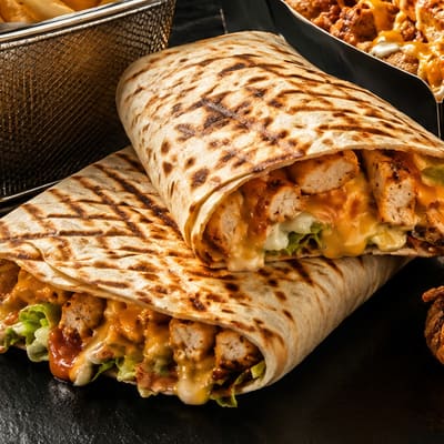 Galettes de tacos grillées et garnies