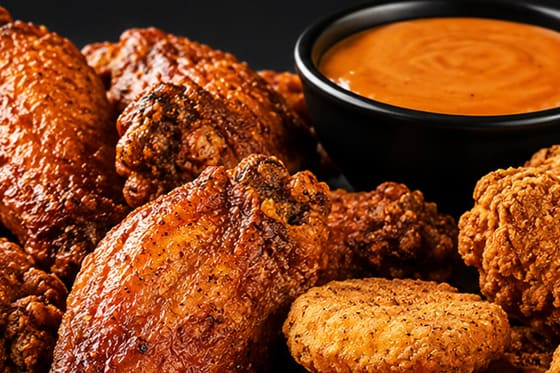 Wings croustillants servis avec une sauce maison